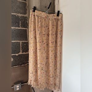 [GANNI] Floral-Print Plissé-Chiffon Skirt